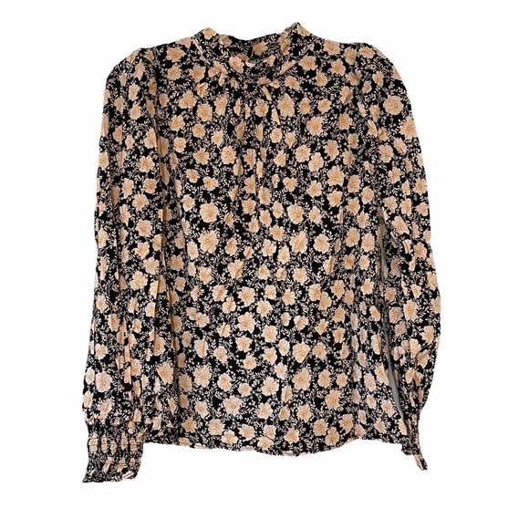 Who What Wear Tops - Who What Wear High Neck Floral Long Sleeve Blouse Sz Med